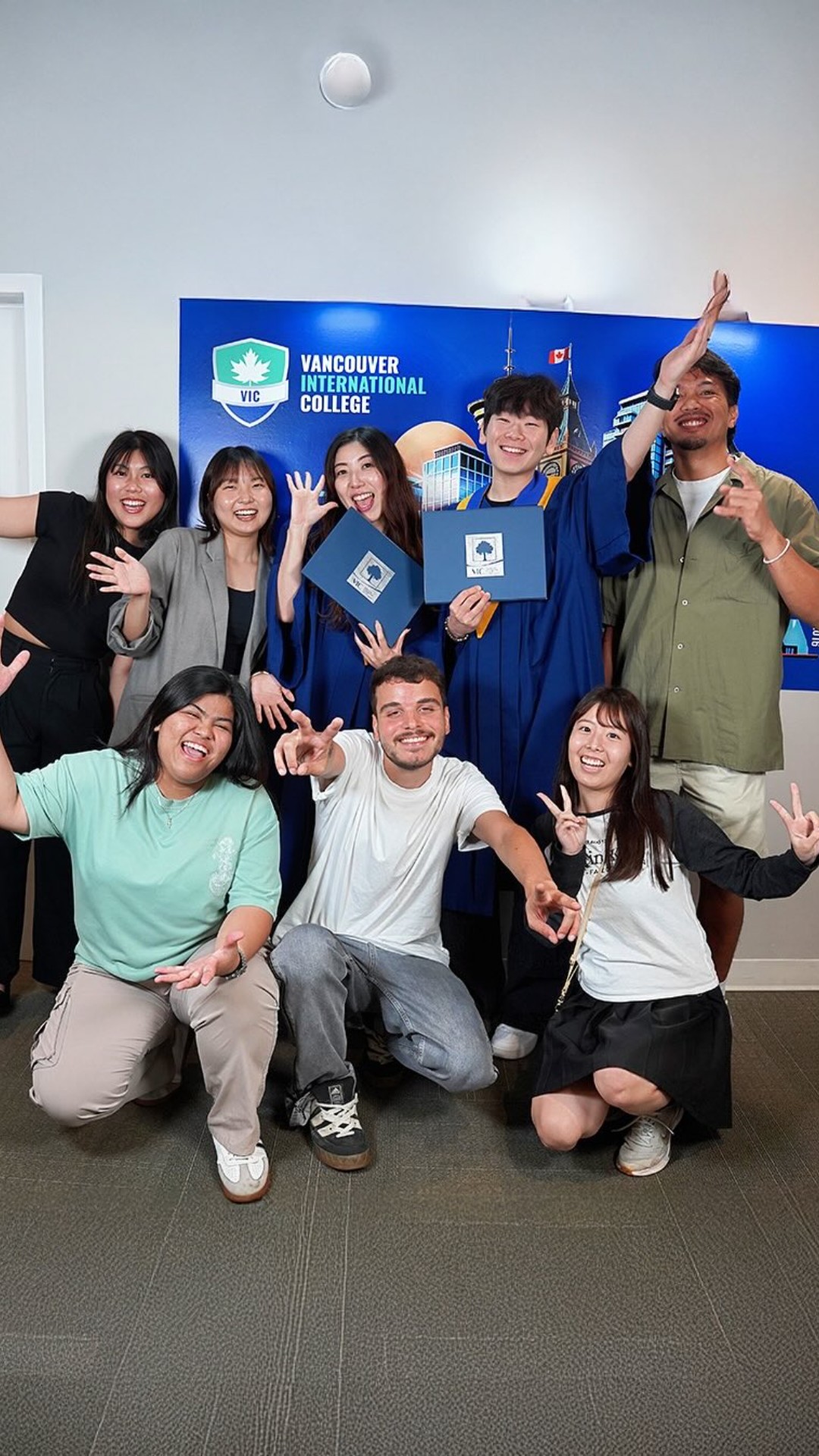 Student celebrating graduation from ESL to career school