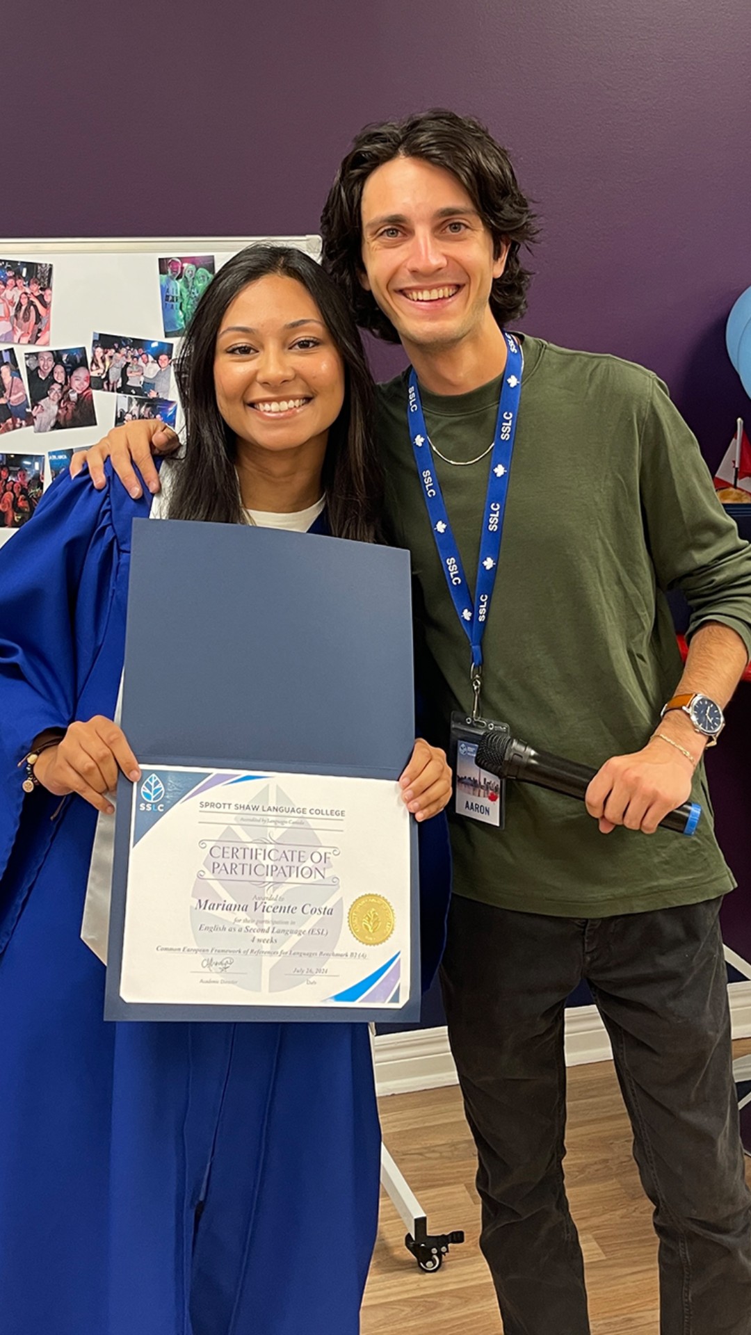 Student and teacher celebrating graduation success together